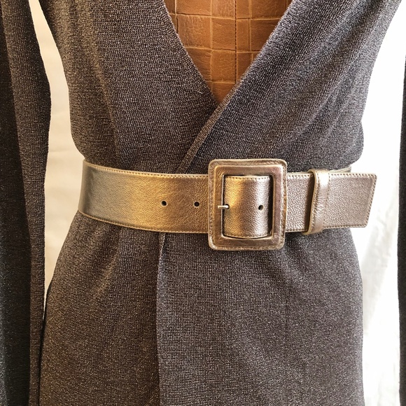 Metallic Burnished Silver Colored Leather Belt main image 3